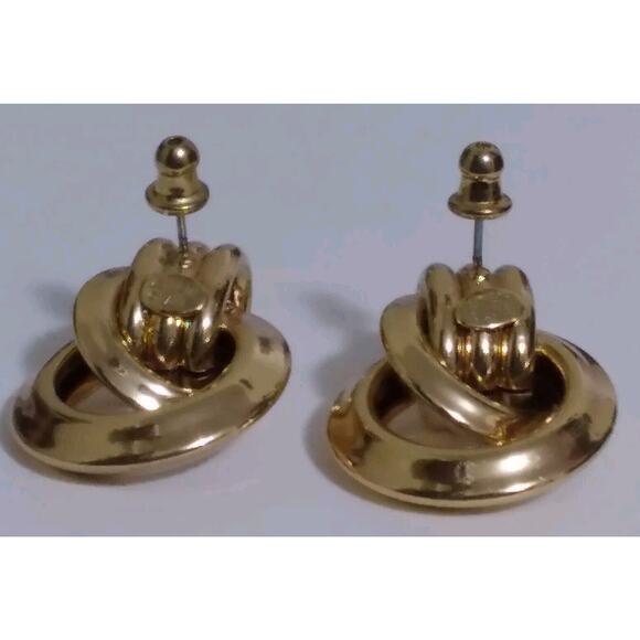 Vintage Earrings Kenneth Jay Lane Pirced Louped Circles Goltone Signed Chunky - Picture 4 of 7